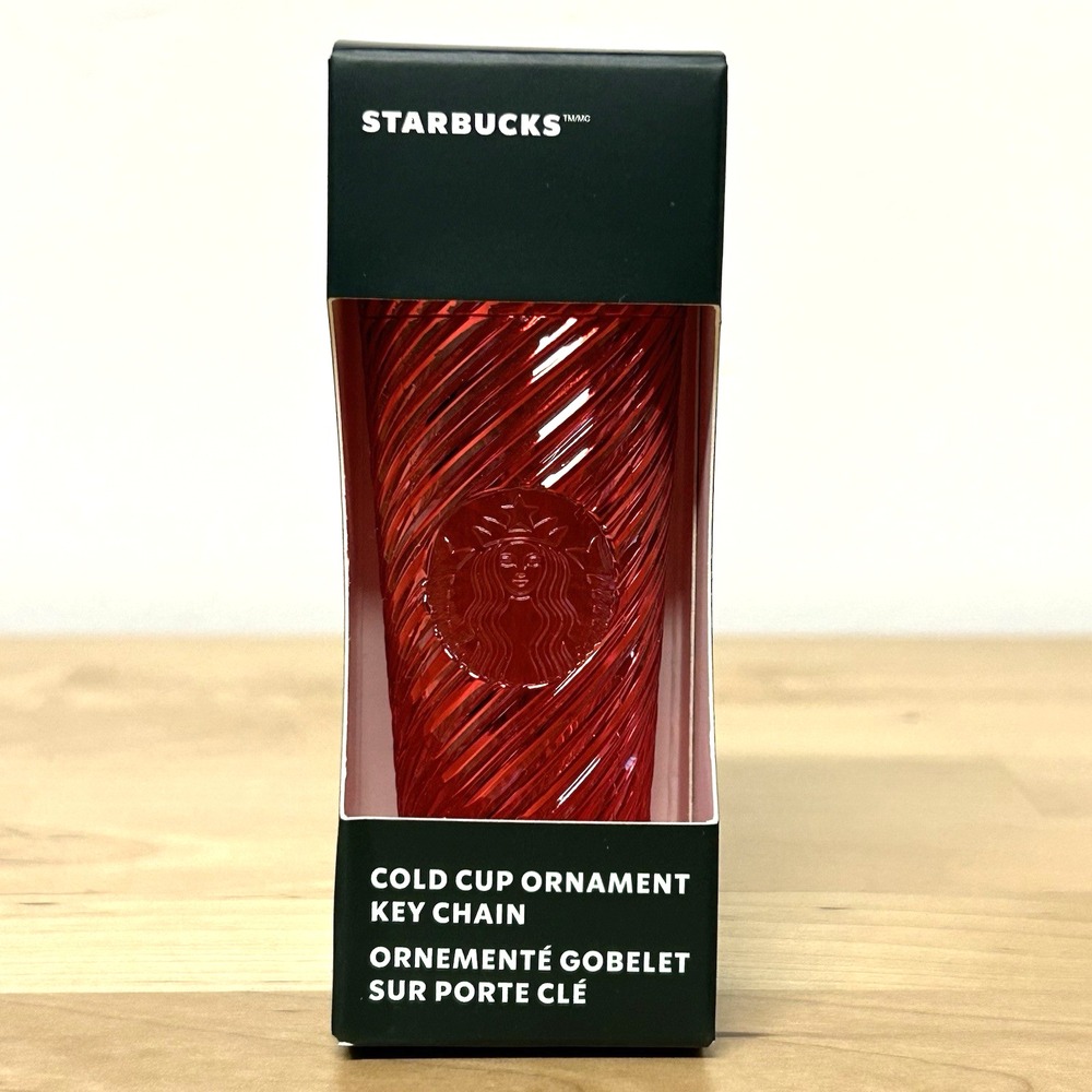 NEW Starbucks Red Swirl Tumbler Key Chain Cold Cup Ornament 2024 Coffee Gift